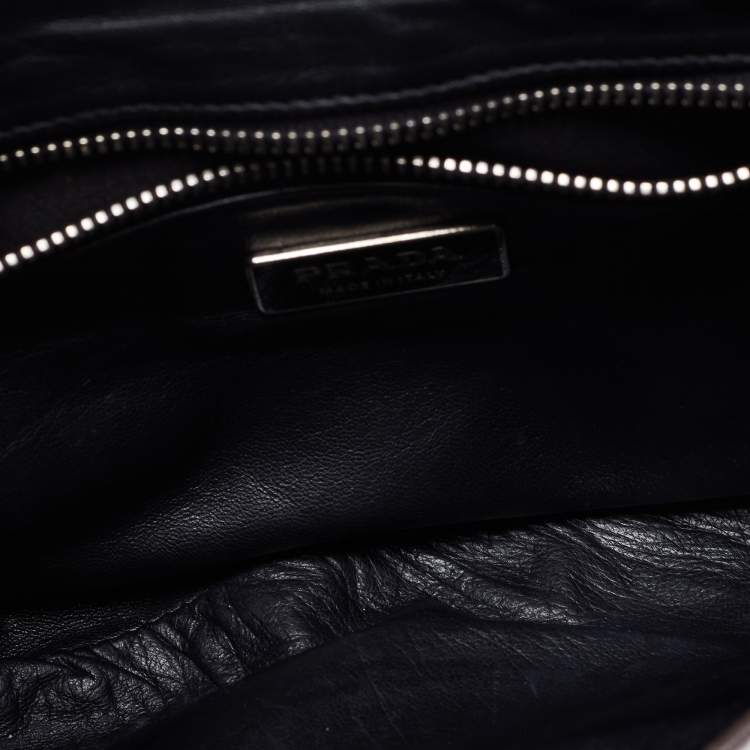 Pre Owned Prada White/Cream Leather and Lizard Flap Chain Hobo