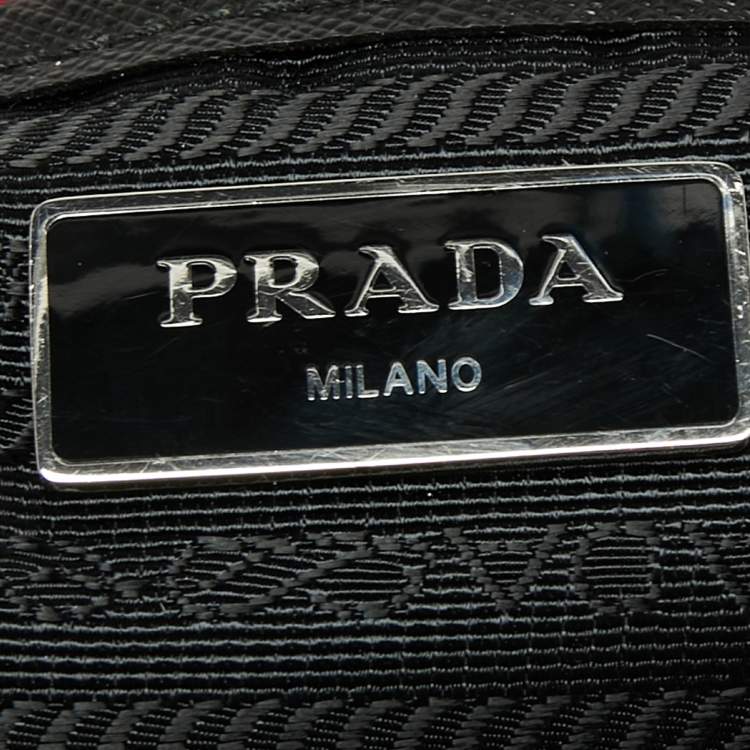 Pre Owned Prada Red/Black Nylon and Leather New Vela Studded Messenger Bag