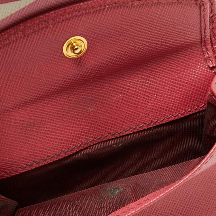 Pre Owned Prada Pink Saffiano Leather Bifold Card Case