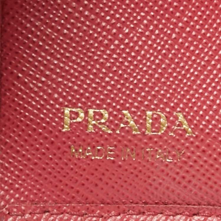 Pre Owned Prada Pink Saffiano Leather Bifold Card Case