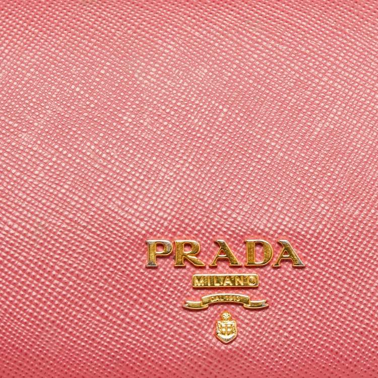 Pre Owned Prada Pink Saffiano Leather Bifold Card Case