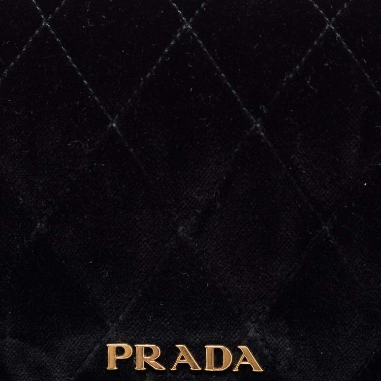 Pre Owned حزام خصر برادا كورسير جلد وقطيفة سوداء بسلسلة
