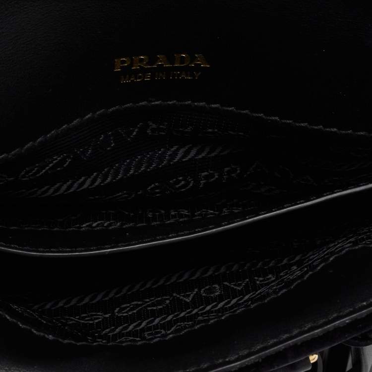 Pre Owned حزام خصر برادا كورسير جلد وقطيفة سوداء بسلسلة