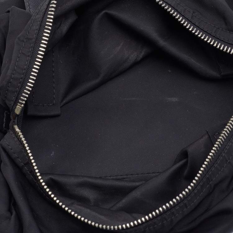 Pre Owned Prada Black Saffiano Leather And Nylon Duffel Bag