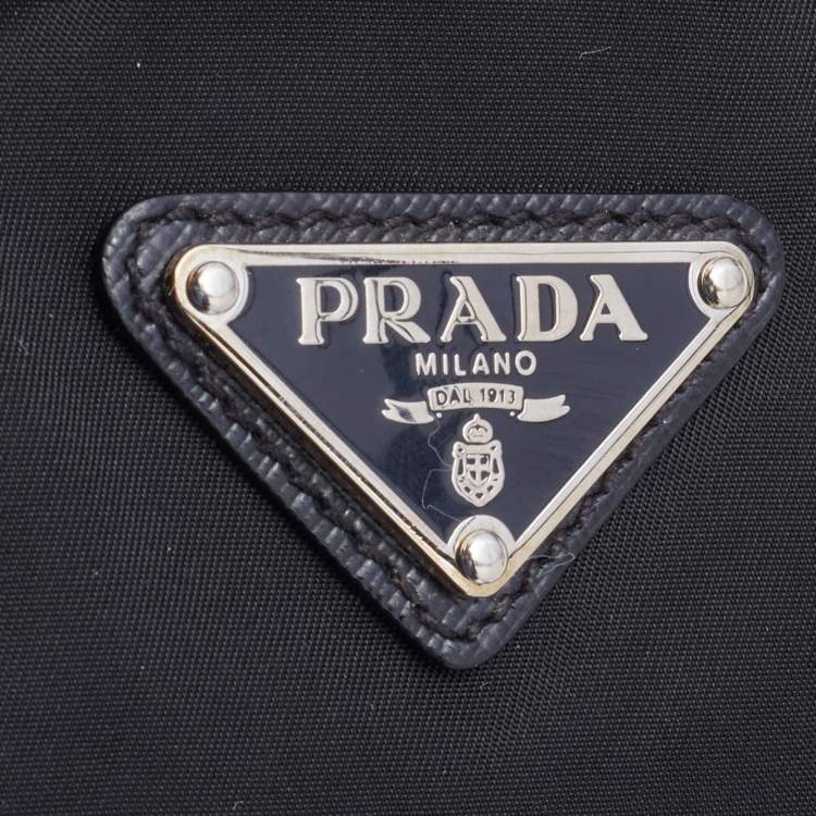 Pre Owned Prada Black Saffiano Leather And Nylon Duffel Bag