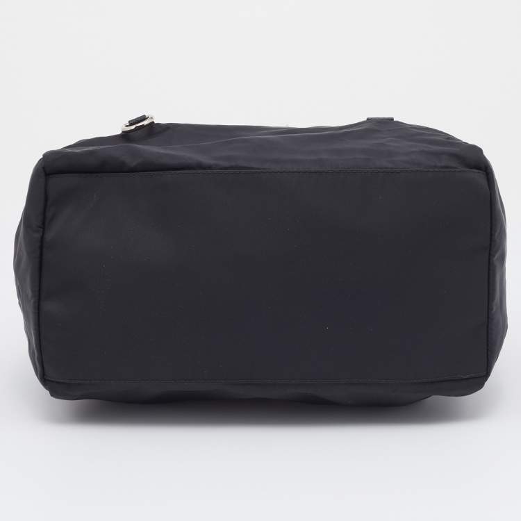 Pre Owned Prada Black Saffiano Leather And Nylon Duffel Bag