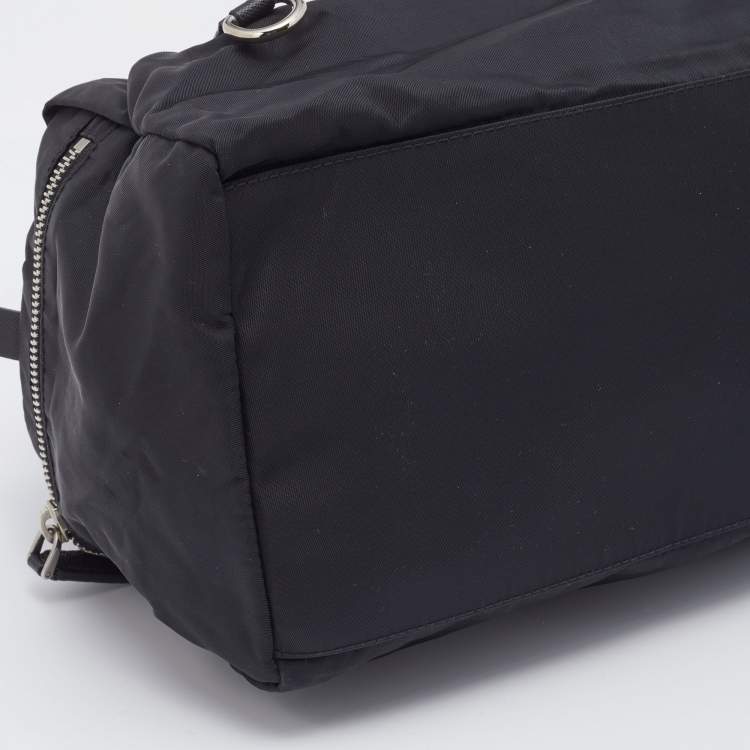 Pre Owned Prada Black Saffiano Leather And Nylon Duffel Bag