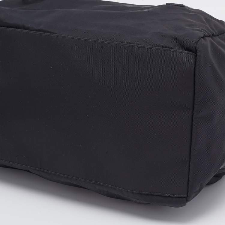 Pre Owned Prada Black Saffiano Leather And Nylon Duffel Bag