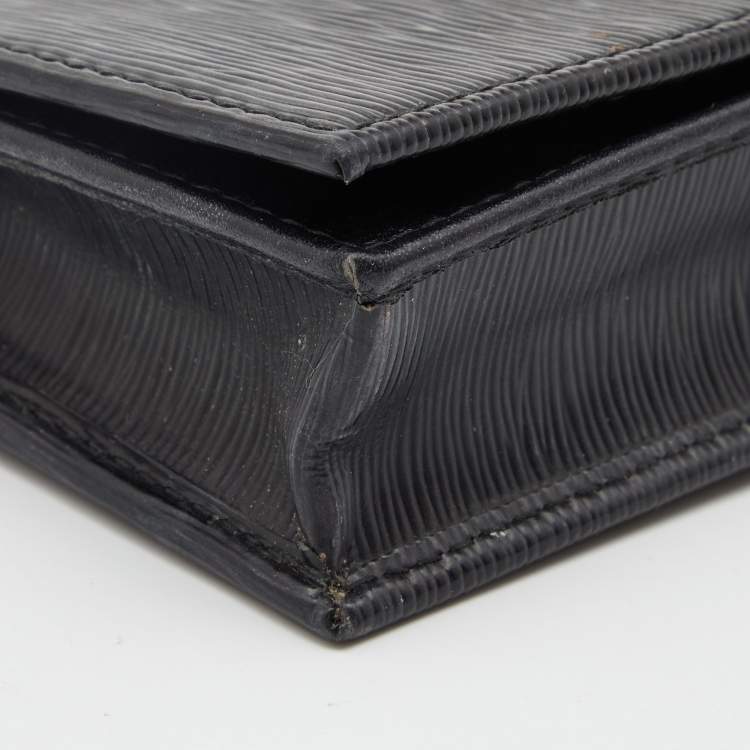 Pre Owned Prada Black Move Leather Logo Flap Card Case 