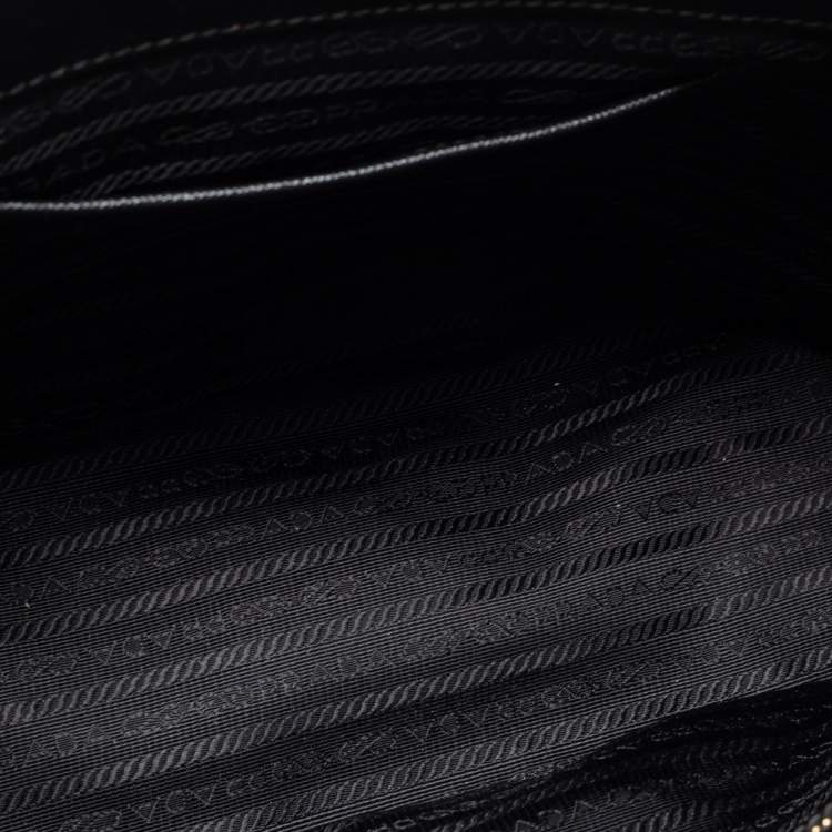 Pre Owned Prada Black Saffiano Leather Small Galleria Double Zip Tote