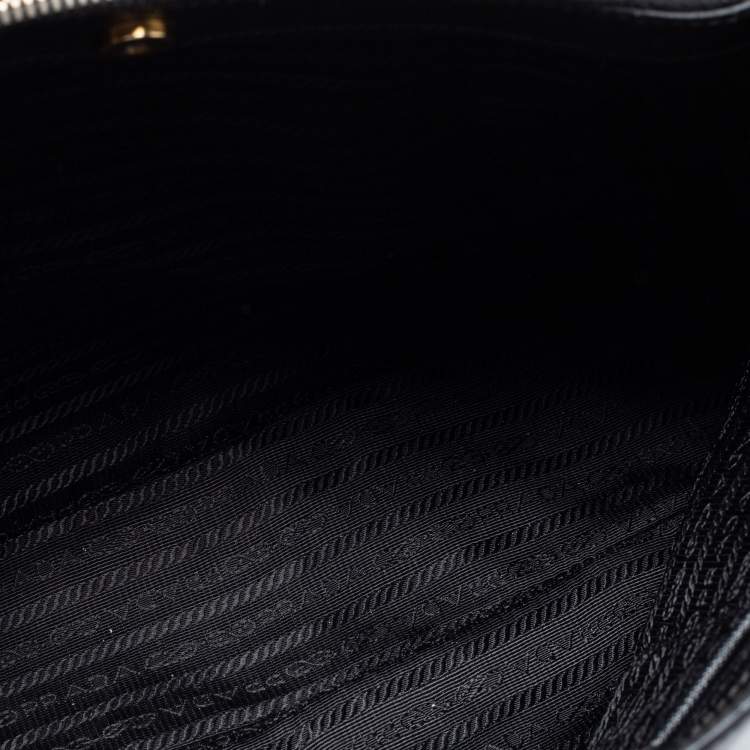 Pre Owned Prada Black Saffiano Lux Leather Medium Galleria Double Zip Tote