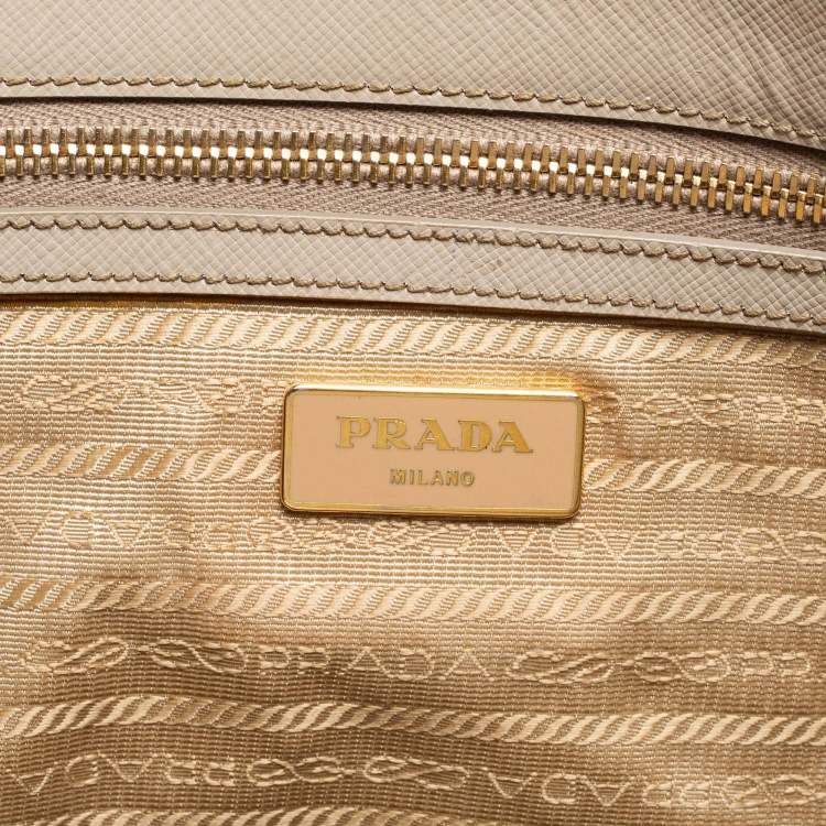 Pre Owned Prada Grey Saffiano Lux Leather Executive Galleria Tote