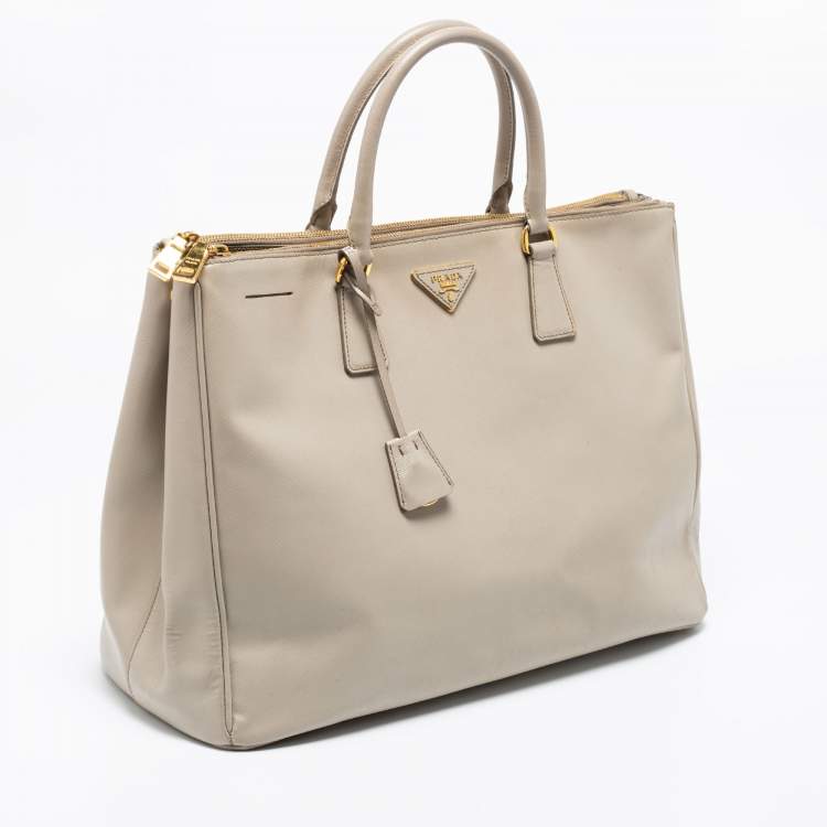 Pre Owned Prada Grey Saffiano Lux Leather Executive Galleria Tote