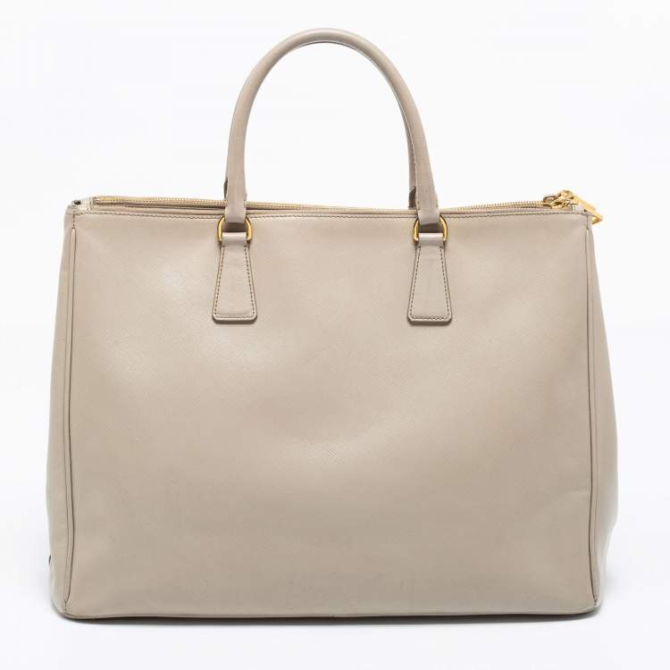Pre Owned Prada Grey Saffiano Lux Leather Executive Galleria Tote
