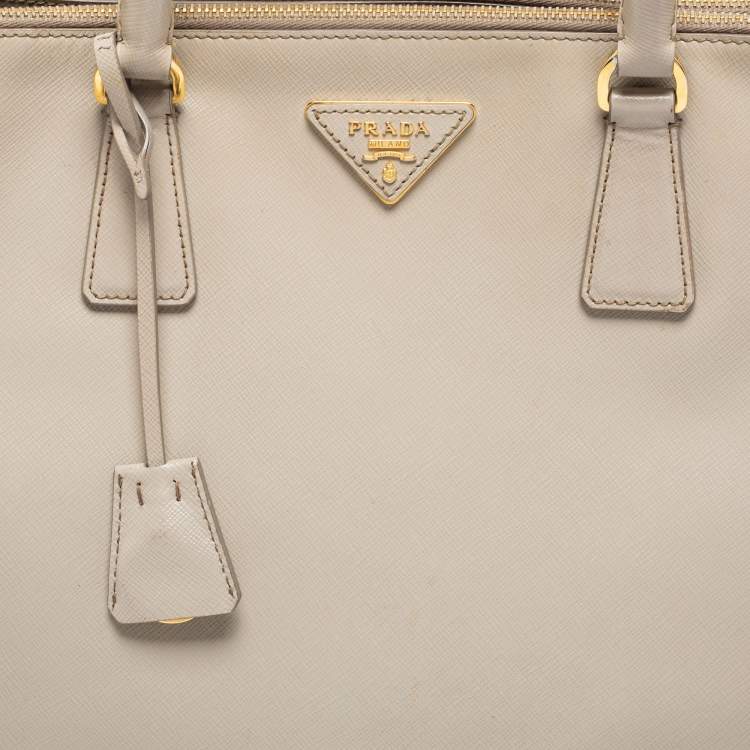 Pre Owned Prada Grey Saffiano Lux Leather Executive Galleria Tote