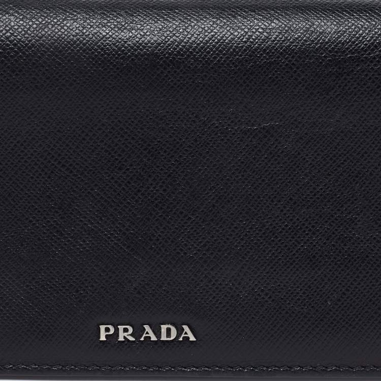 Pre Owned Prada Black Saffiano Leather Long Bifold Wallet