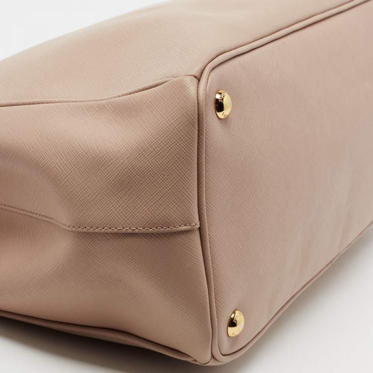 Pre Owned Prada Beige Saffiano Leather Medium Galleria Zip Tote
