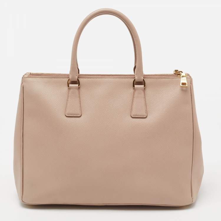 Pre Owned Prada Beige Saffiano Leather Medium Galleria Zip Tote