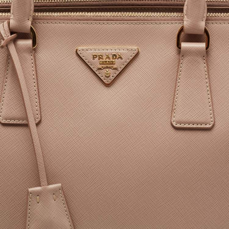 Pre Owned Prada Beige Saffiano Leather Medium Galleria Zip Tote