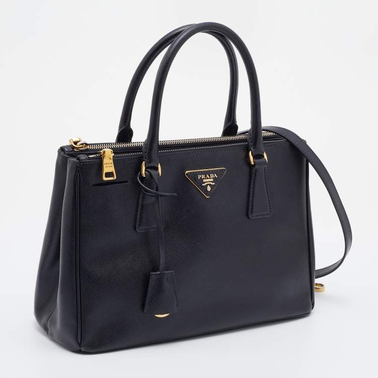 Pre Owned Prada Black Saffiano Leather Small Galleria Tote