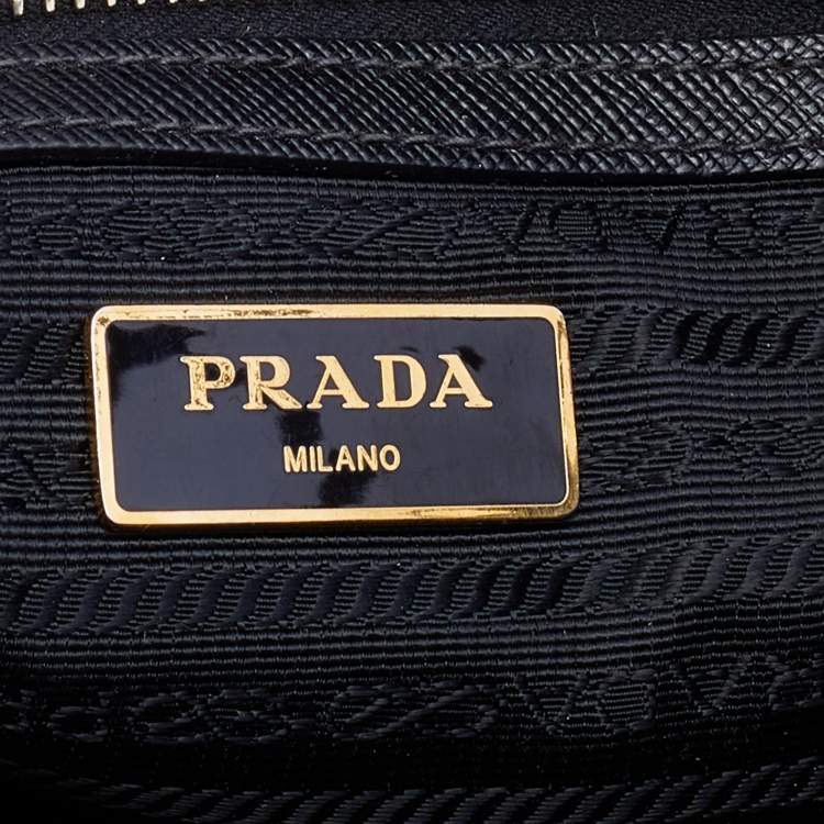 Pre Owned Prada Black Saffiano Leather Small Galleria Tote
