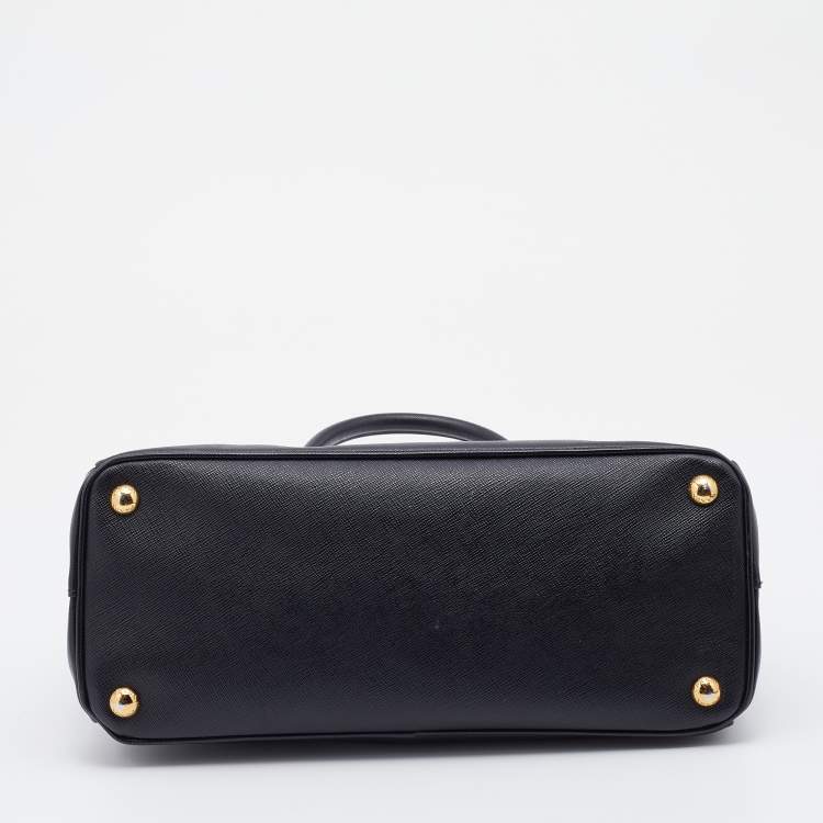 Pre Owned Prada Black Saffiano Leather Small Galleria Tote