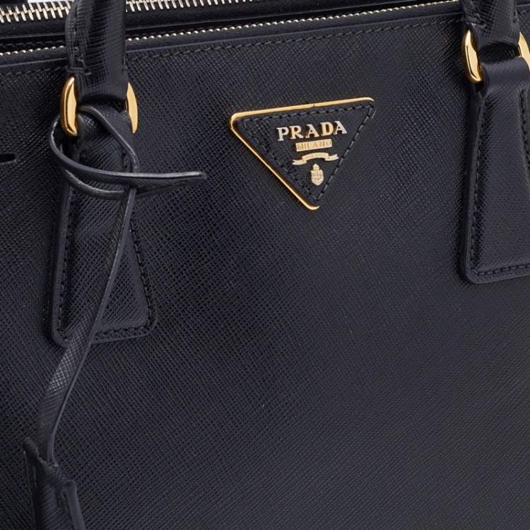 Pre Owned Prada Black Saffiano Leather Small Galleria Tote