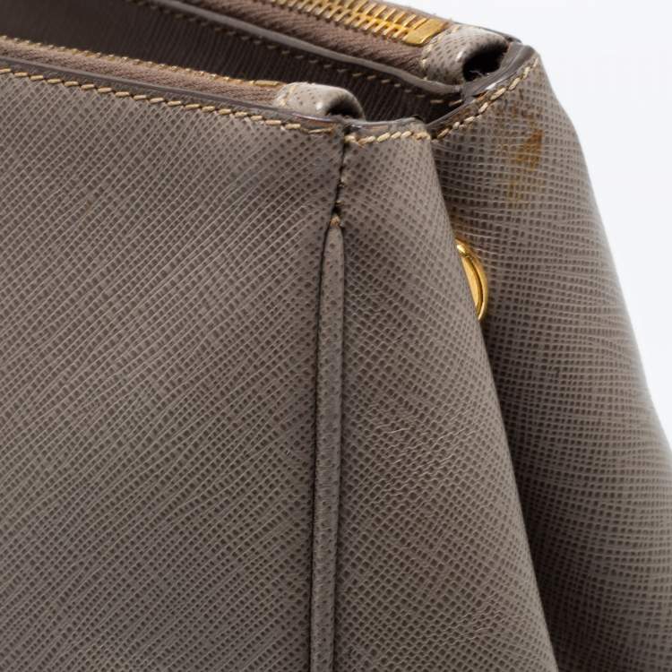 Pre Owned Prada Dark Beige Saffiano Lux Leather Large Galleria Tote