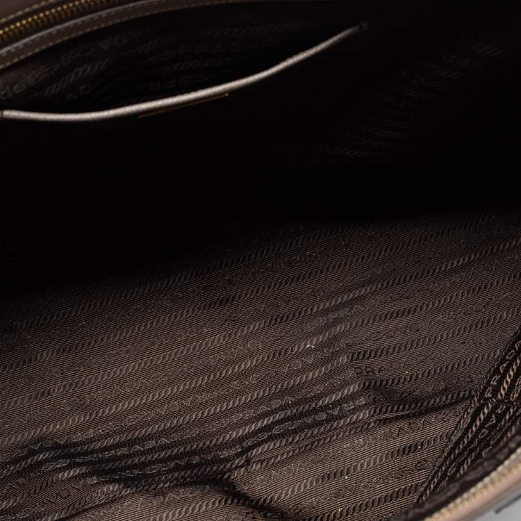 Pre Owned Prada Dark Beige Saffiano Lux Leather Large Galleria Tote
