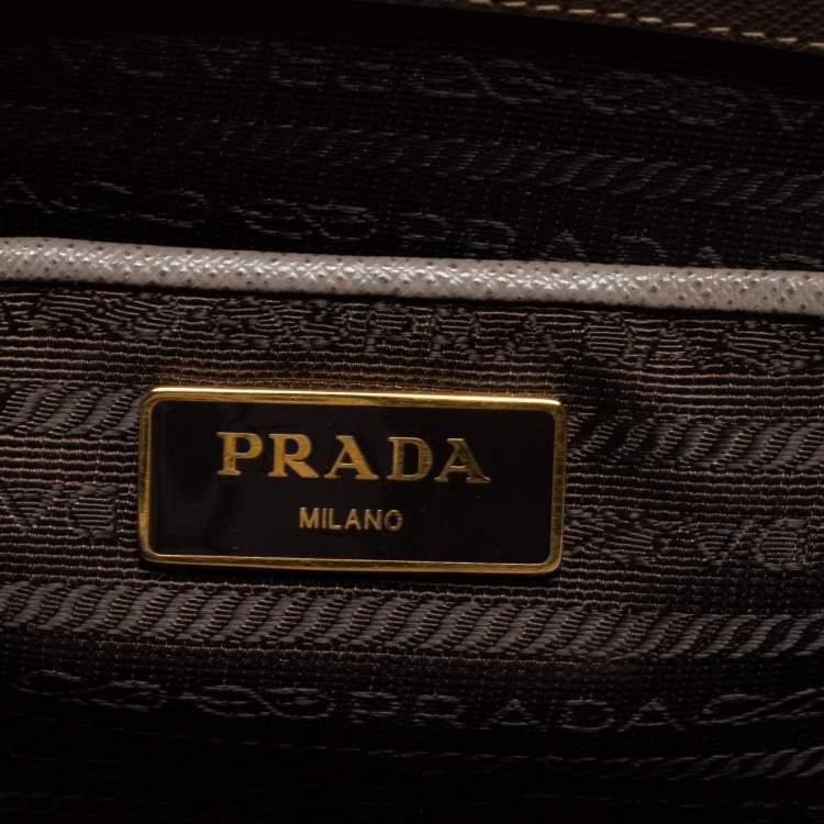 Pre Owned Prada Dark Beige Saffiano Lux Leather Large Galleria Tote