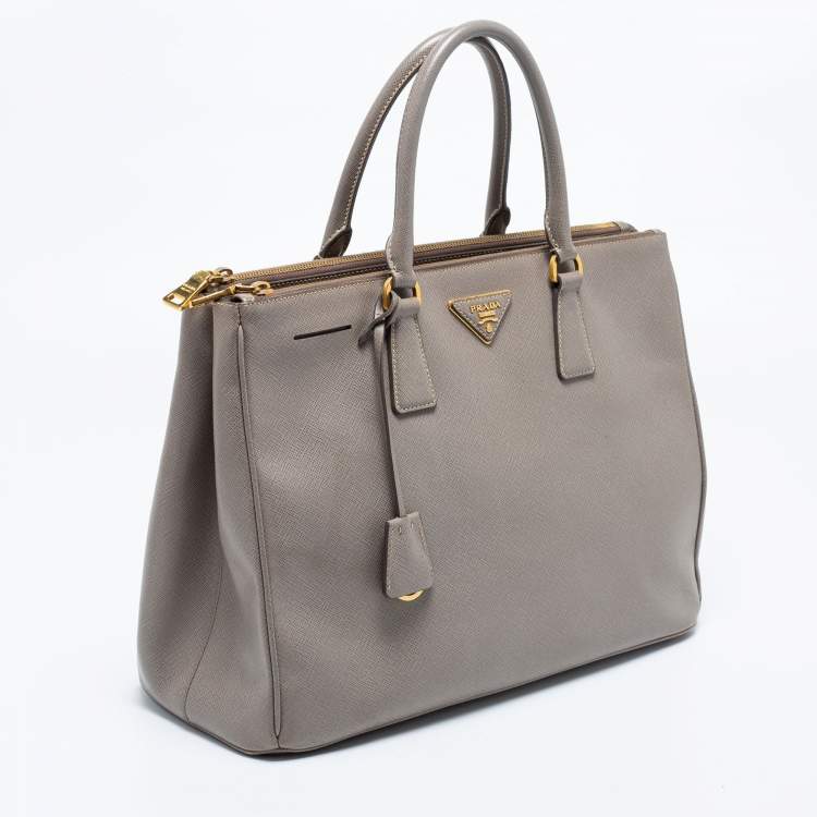 Pre Owned Prada Dark Beige Saffiano Lux Leather Large Galleria Tote