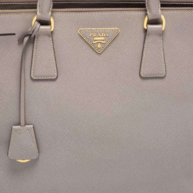 Pre Owned Prada Dark Beige Saffiano Lux Leather Large Galleria Tote