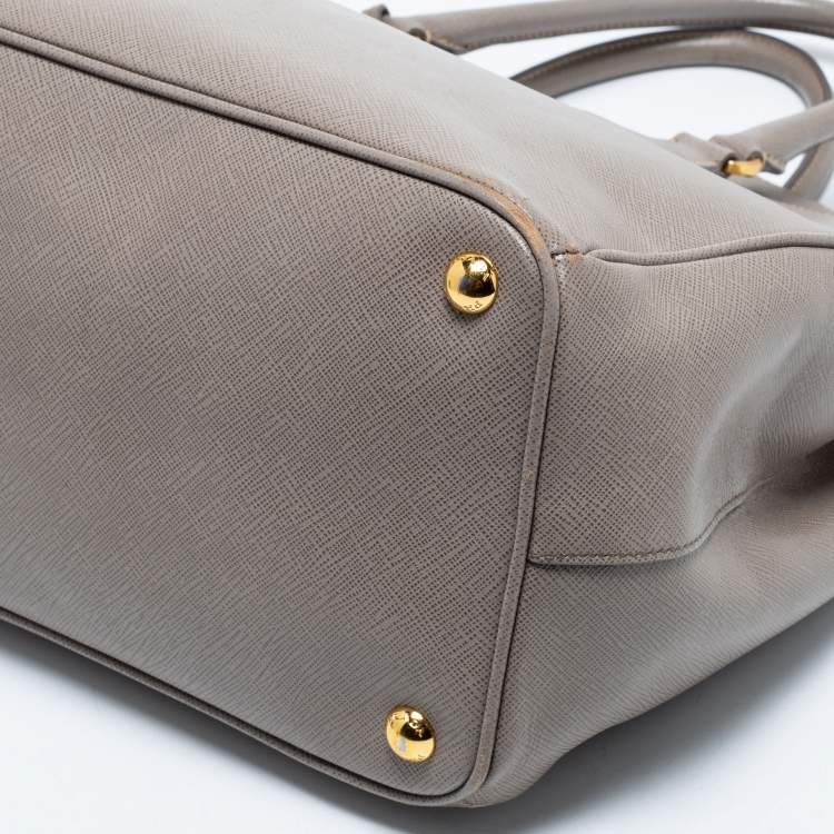 Pre Owned Prada Dark Beige Saffiano Lux Leather Large Galleria Tote