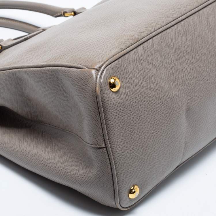 Pre Owned Prada Dark Beige Saffiano Lux Leather Large Galleria Tote