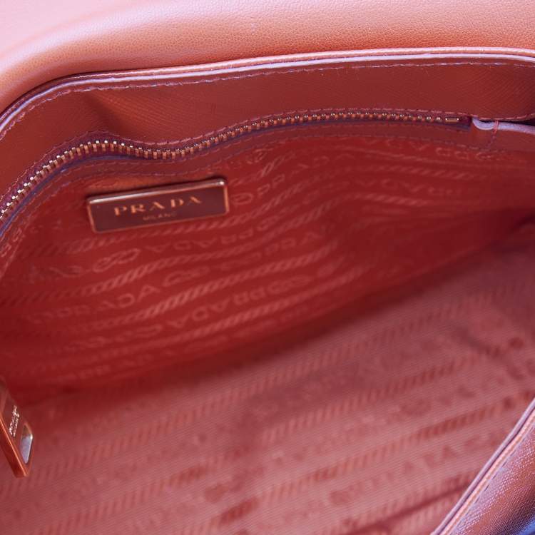 Pre Owned Prada Orange Saffiano Patent Leather Messenger Bag