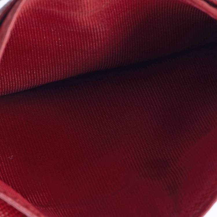 Pre Owned Prada Red Saffiano Lux Leather Card Holder