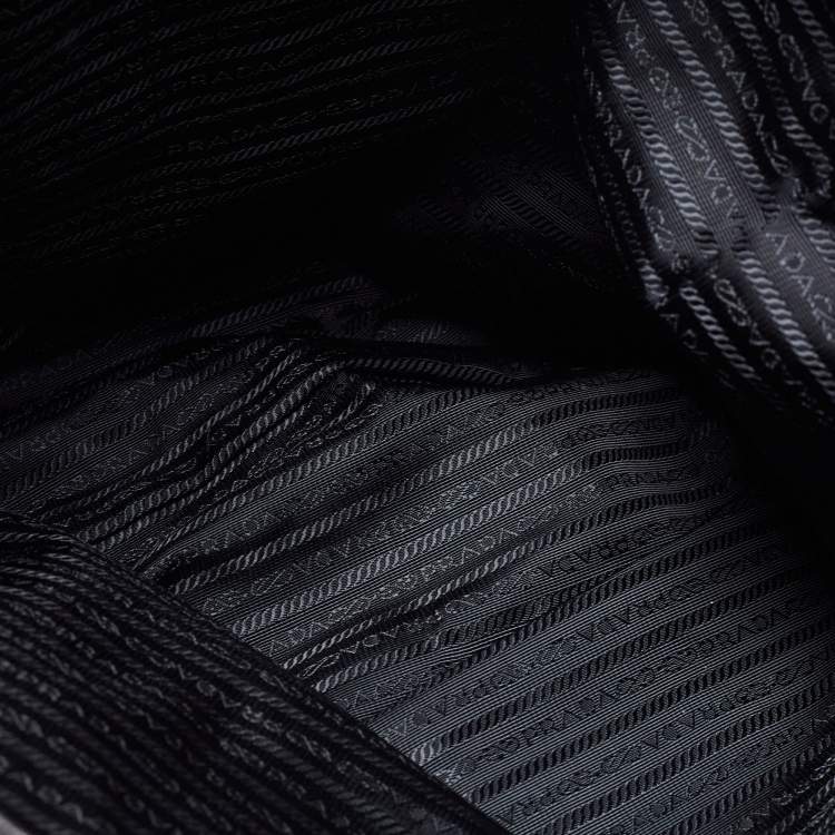 Pre Owned Prada Black Leather And Nylon Tessuto Robot Tote 