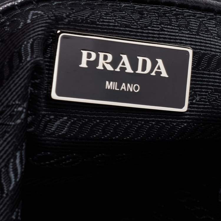 Pre Owned Prada Black Leather And Nylon Tessuto Robot Tote 