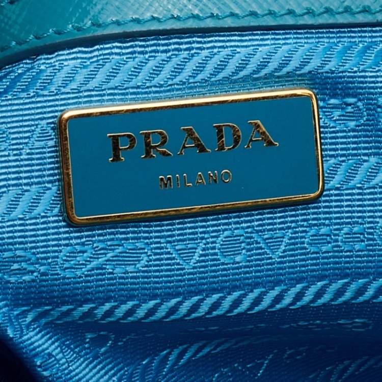 Pre Owned Prada Turquoise Saffiano Leather Mini Galleria Tote