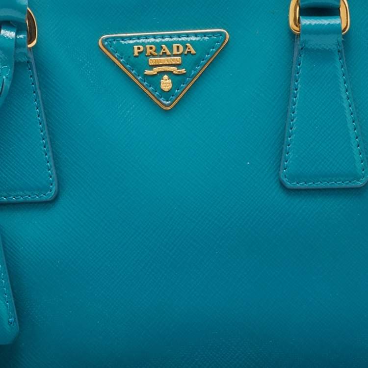 Pre Owned Prada Turquoise Saffiano Leather Mini Galleria Tote
