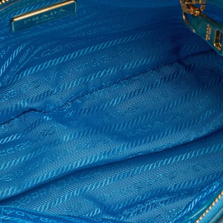 Pre Owned Prada Turquoise Saffiano Leather Mini Galleria Tote