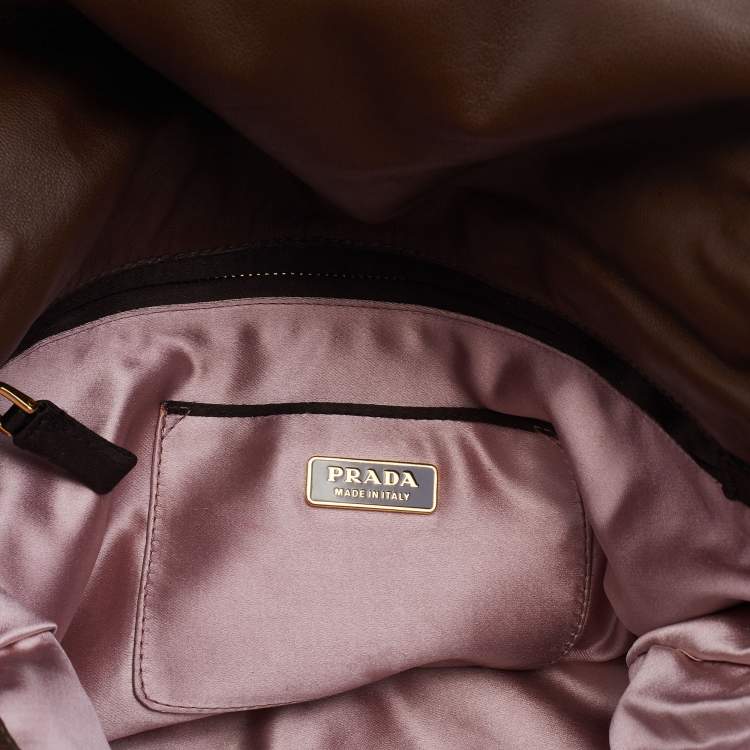 Pre Owned Prada Brown Nappa Gaufre Leather Clutch