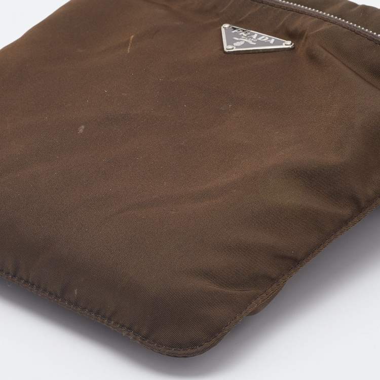 Pre Owned Prada  Dark Olive Nylon Messenger Bag