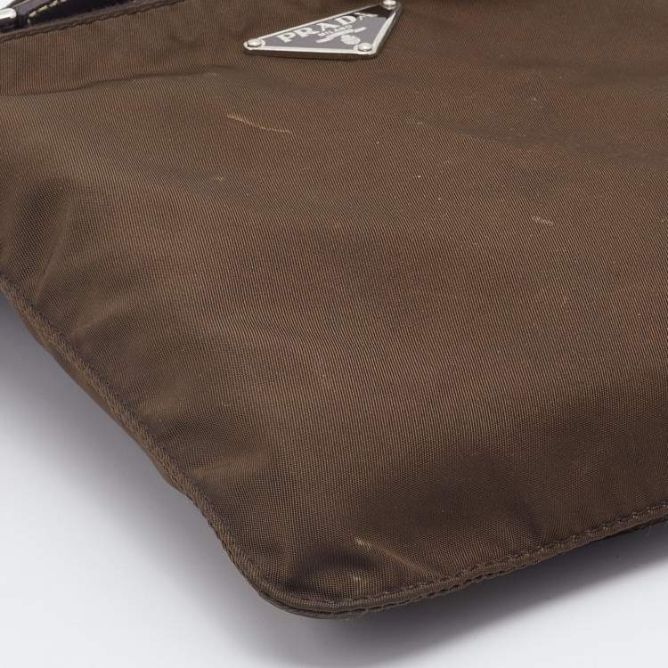 Pre Owned Prada  Dark Olive Nylon Messenger Bag