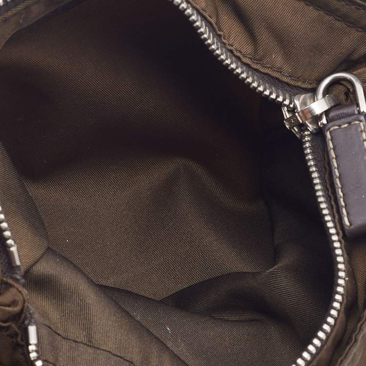 Pre Owned Prada  Dark Olive Nylon Messenger Bag