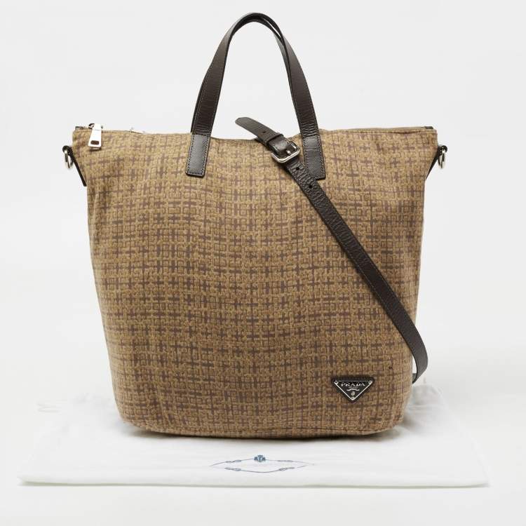 Pre Owned Prada Beige/Brown Printed Canvas Tote
