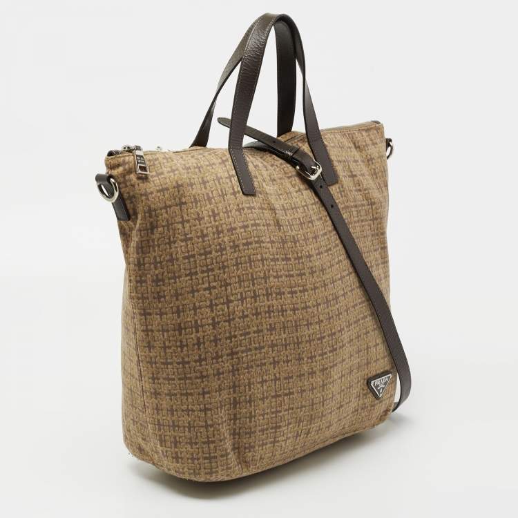 Pre Owned Prada Beige/Brown Printed Canvas Tote