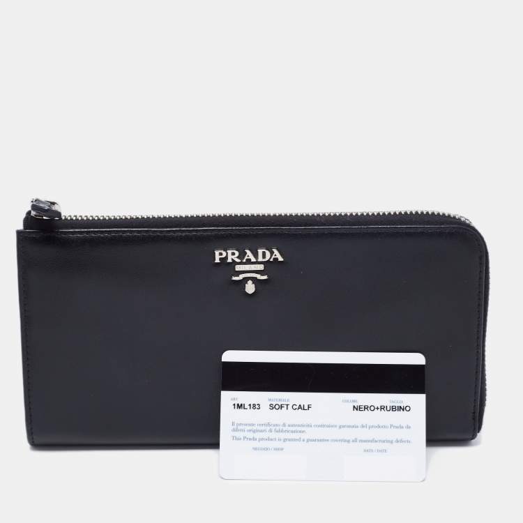 Prada Black Calf Leather Zip Around Wallet Prada The Luxury Closet