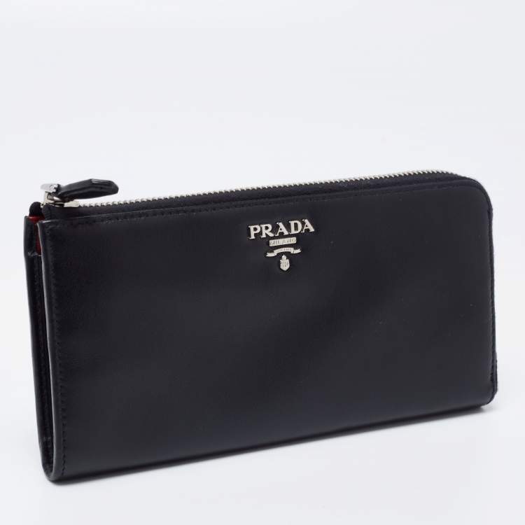 Prada Black Calf Leather Zip Around Wallet Prada The Luxury Closet