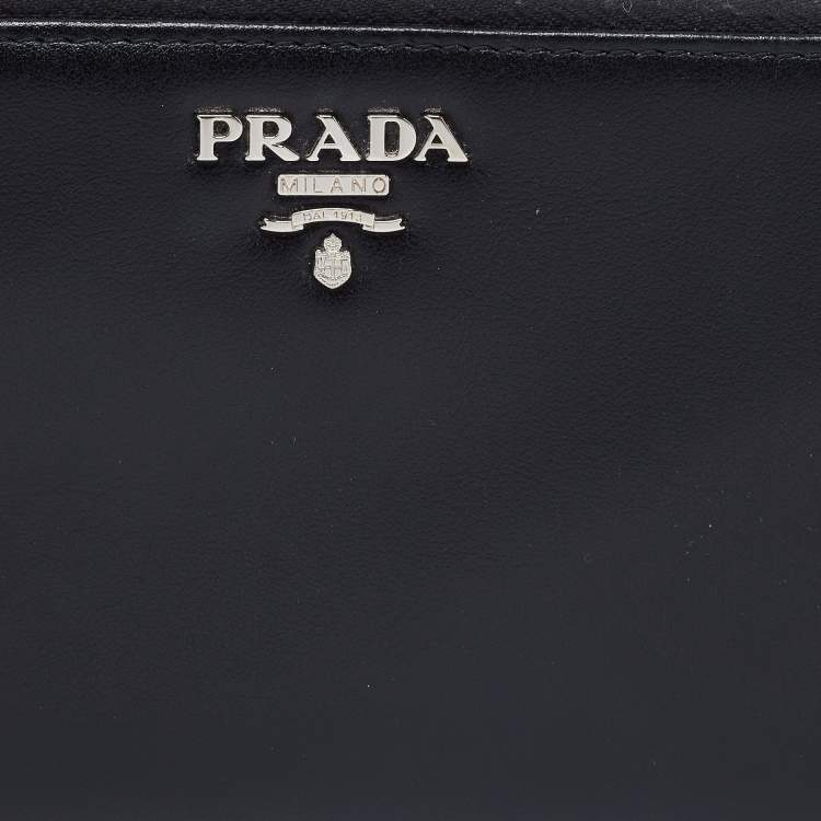 Prada Black Calf Leather Zip Around Wallet Prada The Luxury Closet